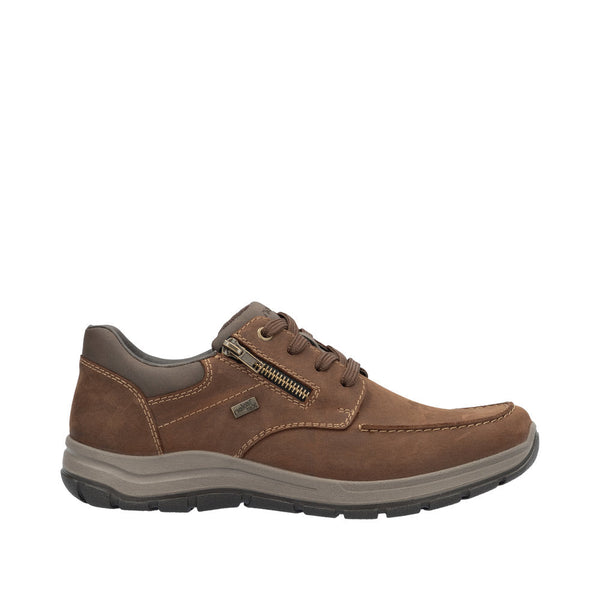 Rieker 03601-22 Mens Brown Suede Water Resistant Zip & Lace Shoes-elevate your sole