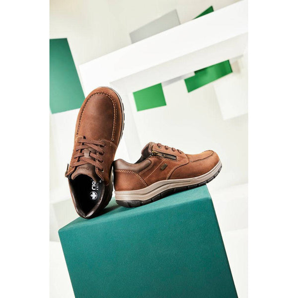 Rieker 03601-22 Mens Brown Suede Water Resistant Zip & Lace Shoes-elevate your sole
