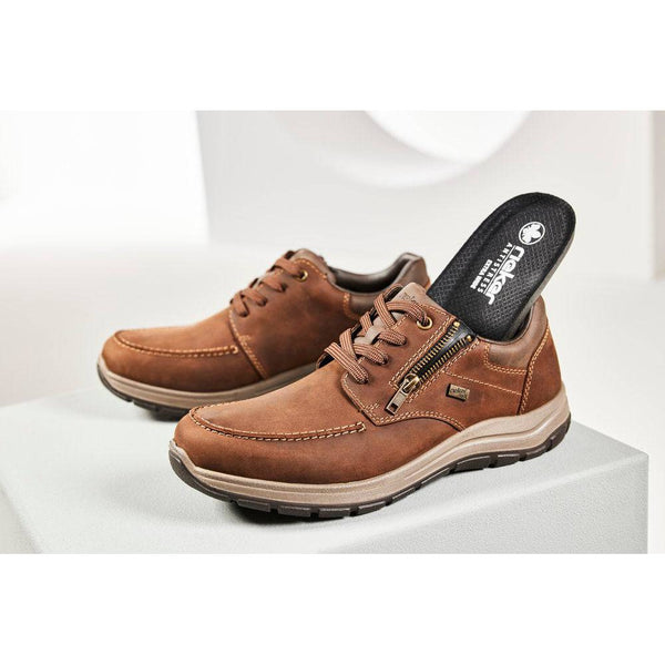 Rieker 03601-22 Mens Brown Suede Water Resistant Zip & Lace Shoes-elevate your sole