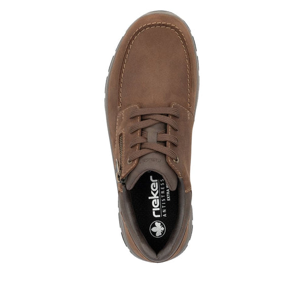 Rieker 03601-22 Mens Brown Suede Water Resistant Zip & Lace Shoes-elevate your sole