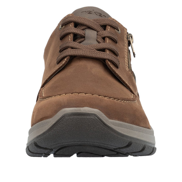 Rieker 03601-22 Mens Brown Suede Water Resistant Zip & Lace Shoes-elevate your sole
