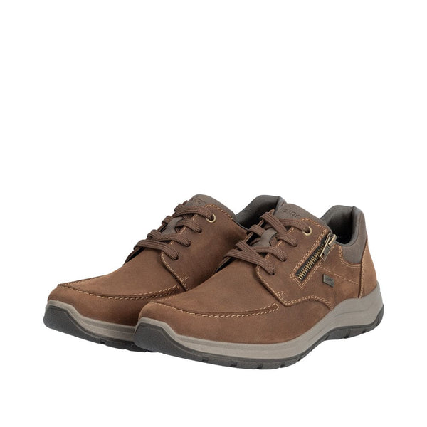 Rieker 03601-22 Mens Brown Suede Water Resistant Zip & Lace Shoes-elevate your sole