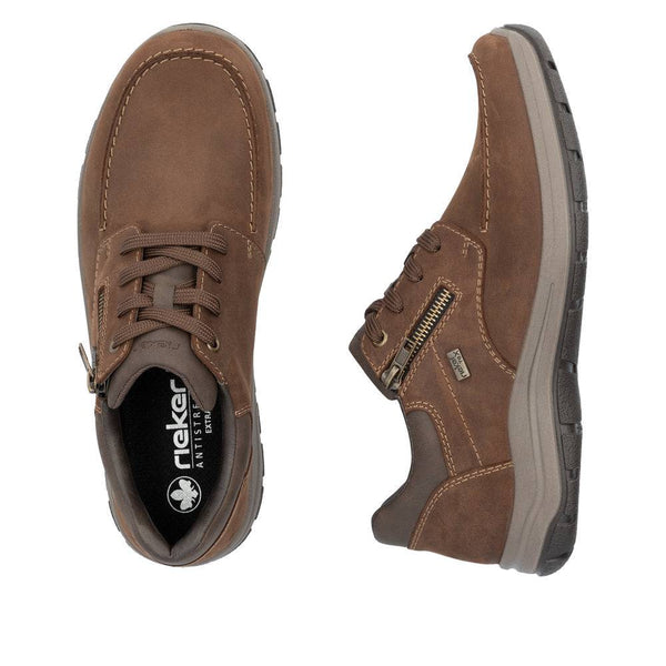 Rieker 03601-22 Mens Brown Suede Water Resistant Zip & Lace Shoes-elevate your sole