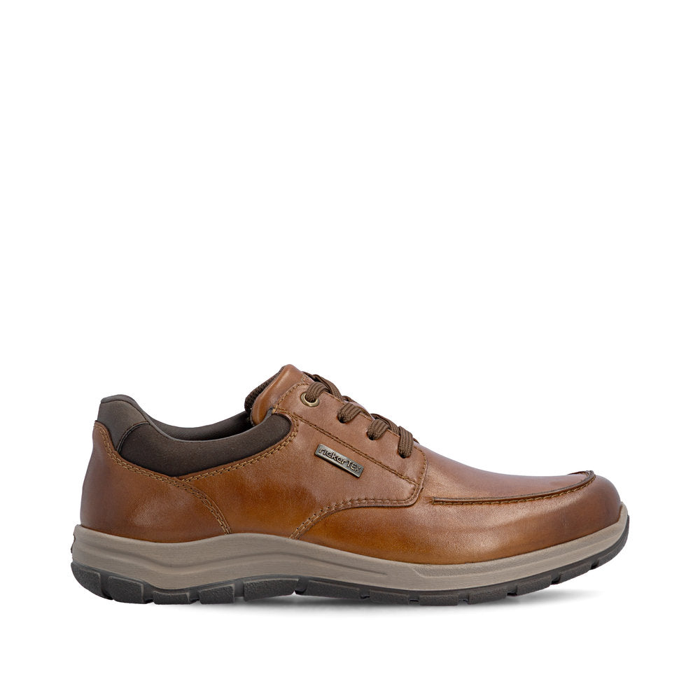 Rieker 03607-24 Mens Wide Brown Leather Water Resistant Zip & Lace Shoes