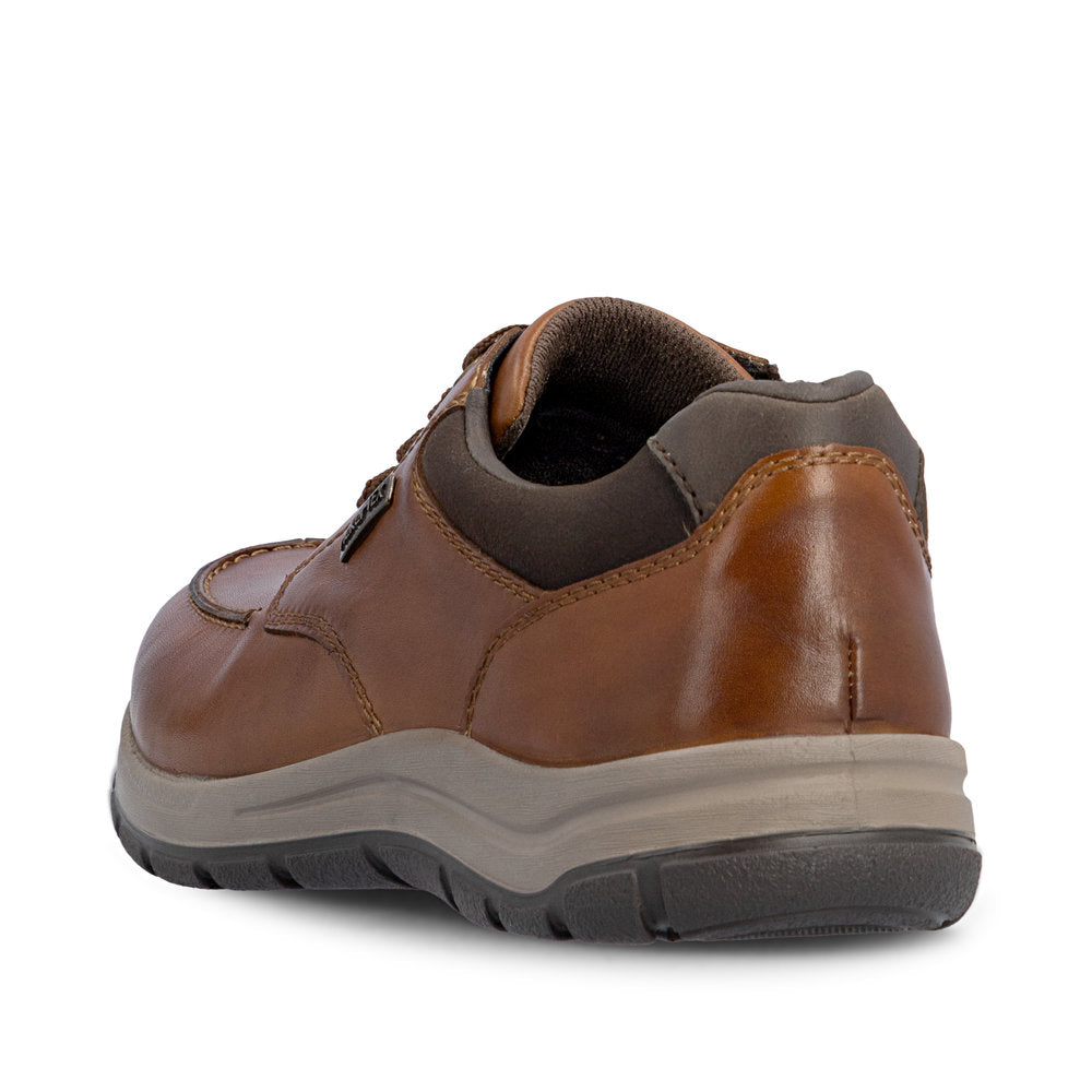 Rieker 03607-24 Mens Wide Brown Leather Water Resistant Zip & Lace Shoes