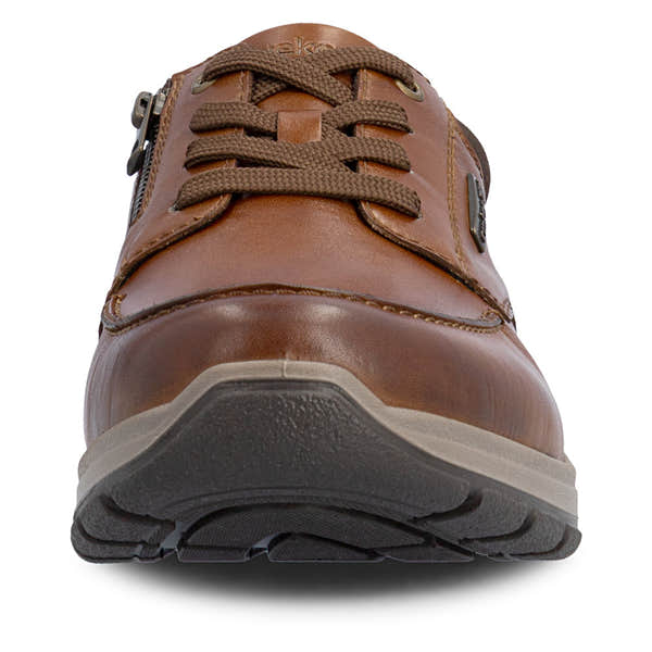 Rieker 03607-24 Mens Wide Brown Leather Water Resistant Zip & Lace Shoes