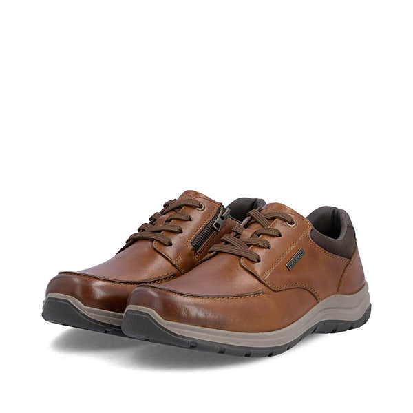 Rieker 03607-24 Mens Wide Brown Leather Water Resistant Zip & Lace Shoes