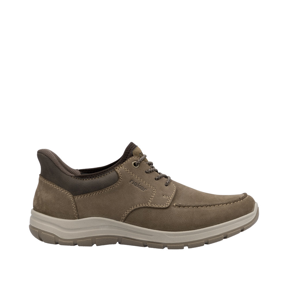 Rieker 03656-24 men's wide fit brown leather elasticated casual shoes with cushioned sole.