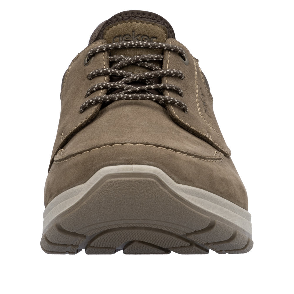 Rieker 03656-24 men's wide fit brown leather elasticated casual shoes with cushioned sole.