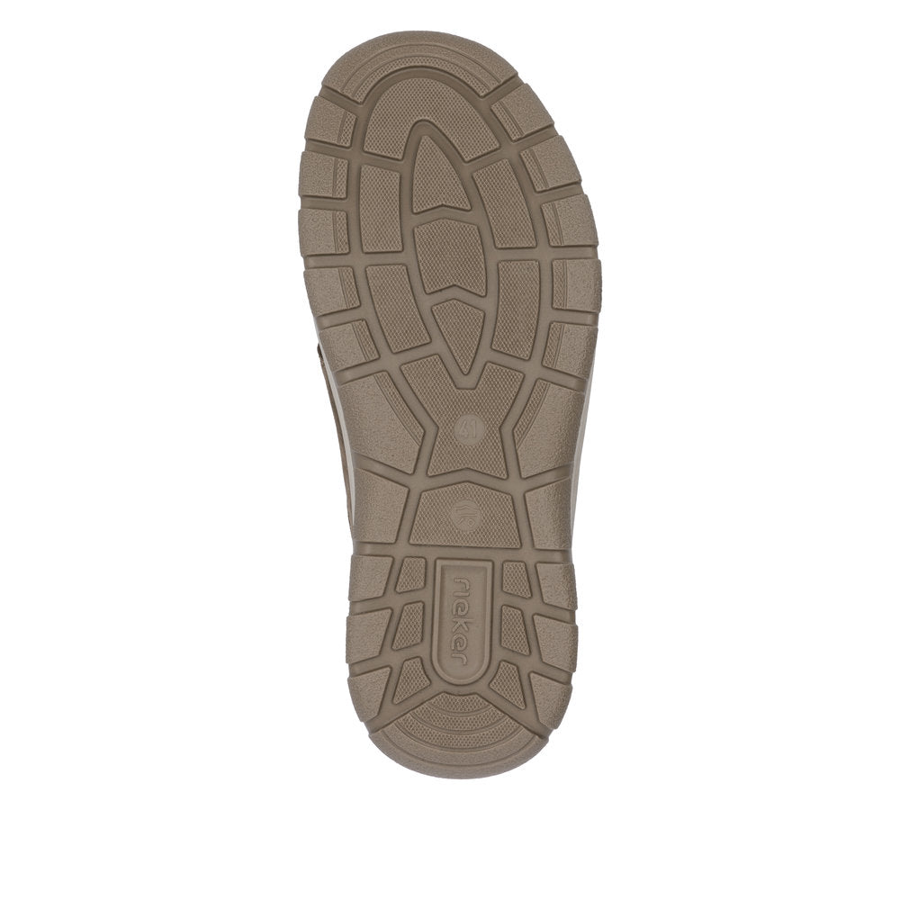 Rieker 03656-24 men's wide brown leather elasticated shoes with textured rubber sole.