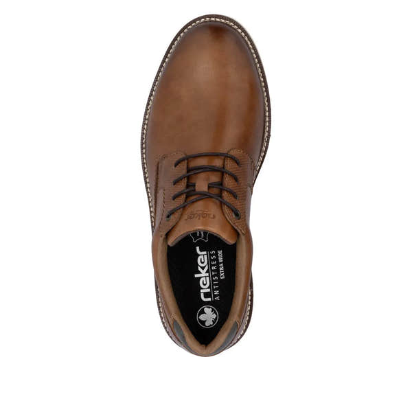 Rieker 04503-24 men's brown leather lace-up shoes with durable construction and stylish design.