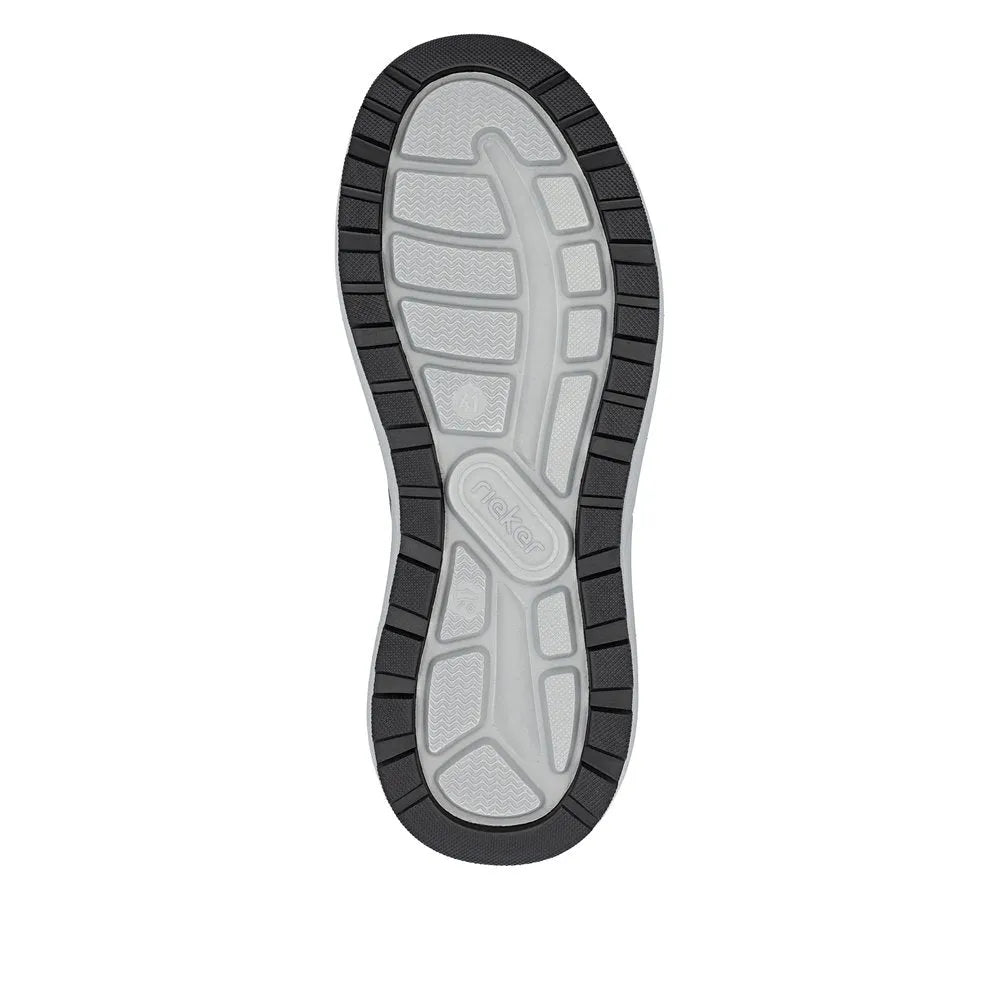 Rieker 06000-54 men's green slip-on shoes with zipper and lace, rubber sole, casual footwear, comfortable and stylish design.