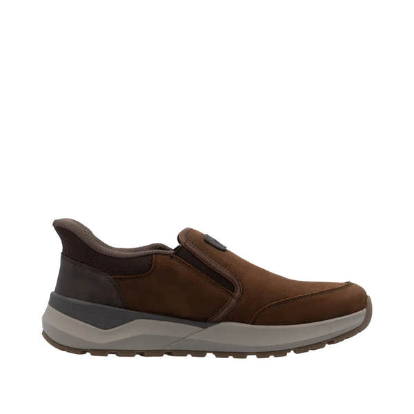 Rieker 06052-22 men's brown suede slip-on water-resistant shoes with a comfortable sporty design.