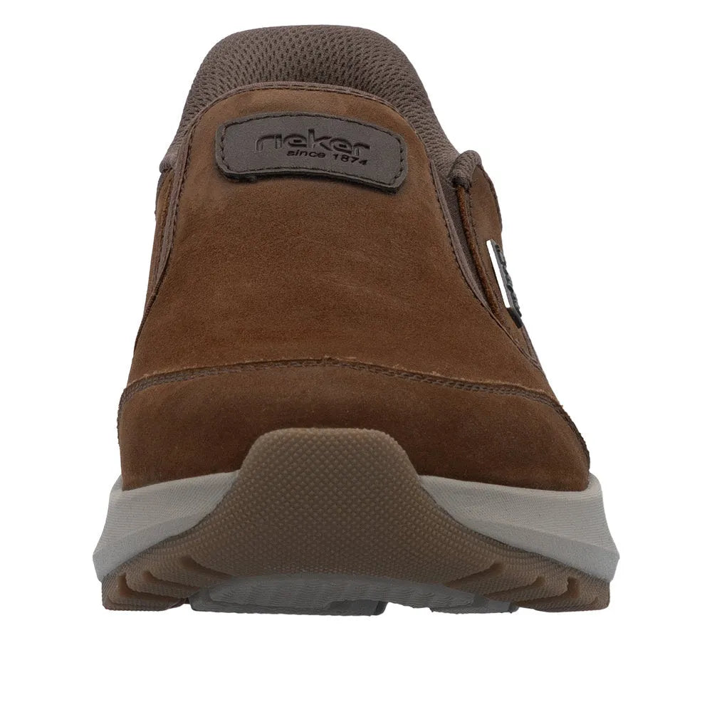 Rieker 06052-22 men's brown suede slip-on shoes, water-resistant, Ready2Go collection, with comfortable sole and breathable design.