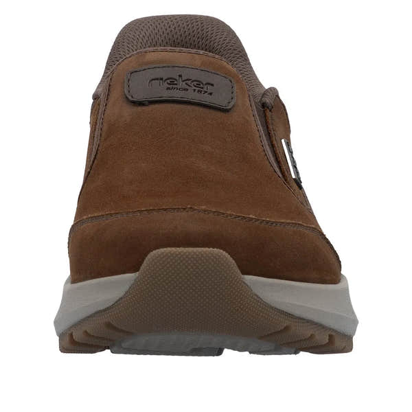Rieker 06052-22 men's brown suede slip-on shoes, water-resistant, Ready2Go collection, with comfortable sole and breathable design.