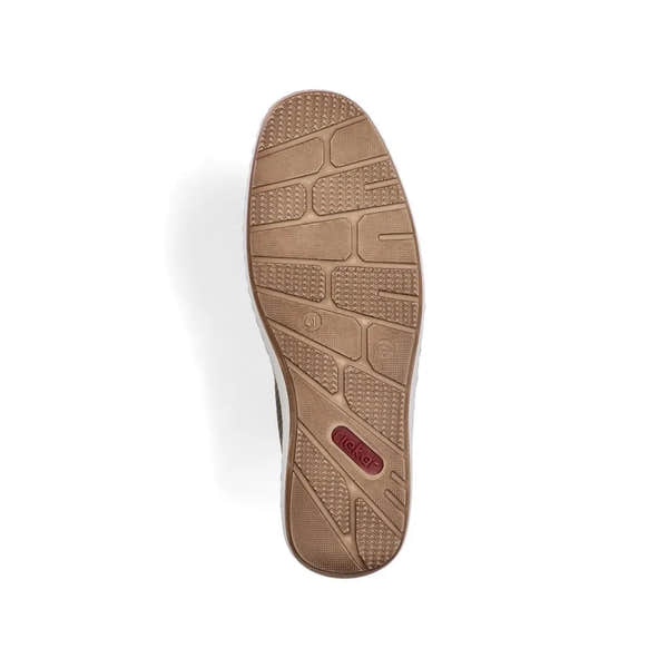 Rieker 08866-54 men's green slip-on deck shoes with textured sole and casual design, perfect for summer wear.