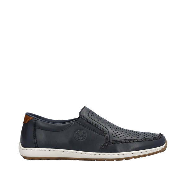 Rieker 08868-15 Mens Navy Blue Leather Slip On Loafers-elevate your sole