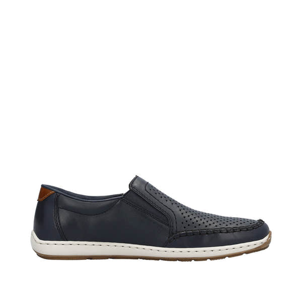 Rieker 08868-15 Mens Navy Blue Leather Slip On Loafers-elevate your sole