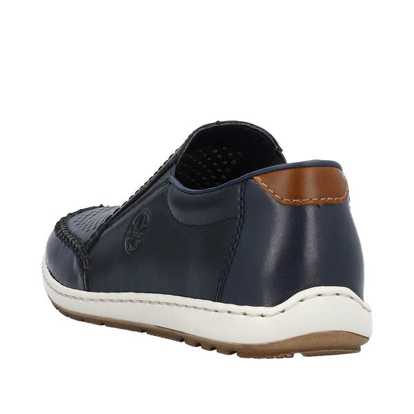 Rieker 08868-15 Mens Navy Blue Leather Slip On Loafers-elevate your sole