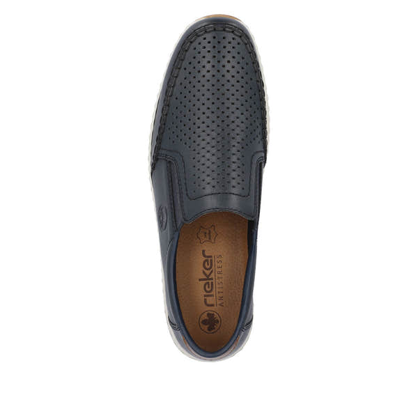 Rieker 08868-15 Mens Navy Blue Leather Slip On Loafers-elevate your sole