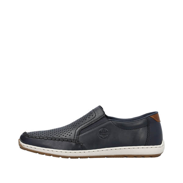 Rieker 08868-15 Mens Navy Blue Leather Slip On Loafers-elevate your sole