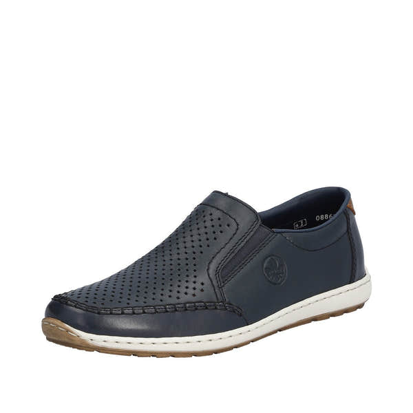 Rieker 08868-15 Mens Navy Blue Leather Slip On Loafers-elevate your sole
