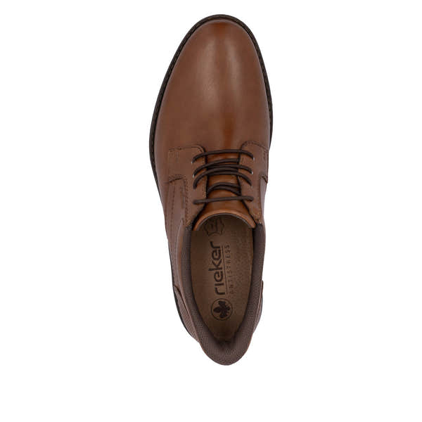 Rieker 10353-24 men's wide fit brown leather lace-up shoes, anti-slip design, stylish and comfortable footwear.