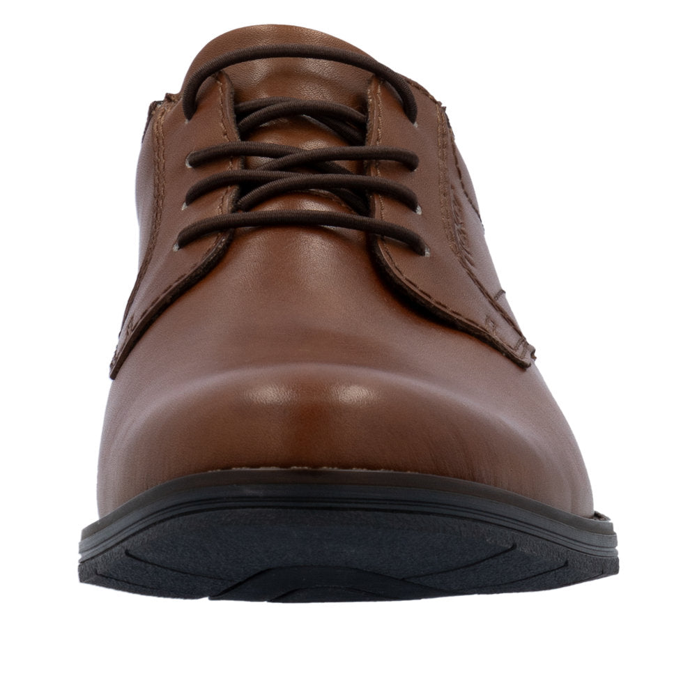 Rieker 10353-24 men's wide fit brown leather lace-up shoes, stylish dress footwear with cushioned sole.
