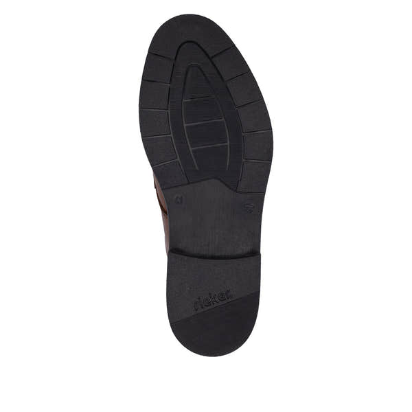 Rieker men's wide fit brown leather lace-up shoes with rubber sole, stylish and comfortable footwear.
