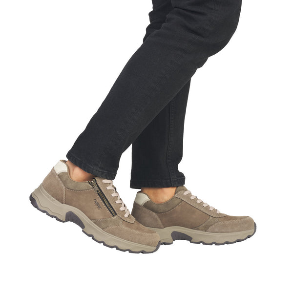 Rieker 11400-25 Bastian Mens Brown Leather Zip & Lace Shoes-elevate your sole