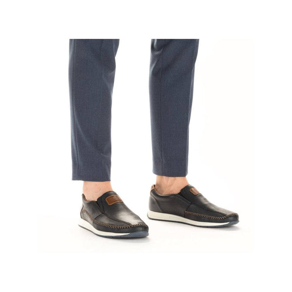 Rieker 11962-14 Titus Mens Navy Blue Leather Slip On Loafers-elevate your sole