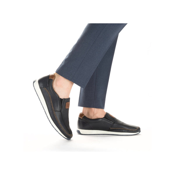 Rieker 11962-14 Titus Mens Navy Blue Leather Slip On Loafers-elevate your sole