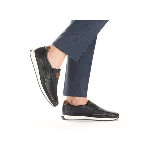 Rieker 11962-14 Titus Mens Navy Blue Leather Slip On Loafers-elevate your sole