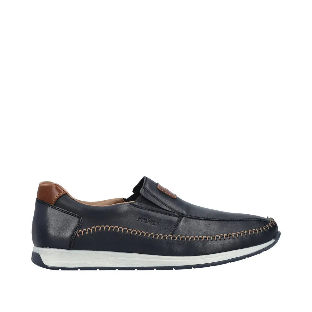 Rieker 11962-14 Titus Mens Navy Blue Leather Slip On Loafers-elevate your sole