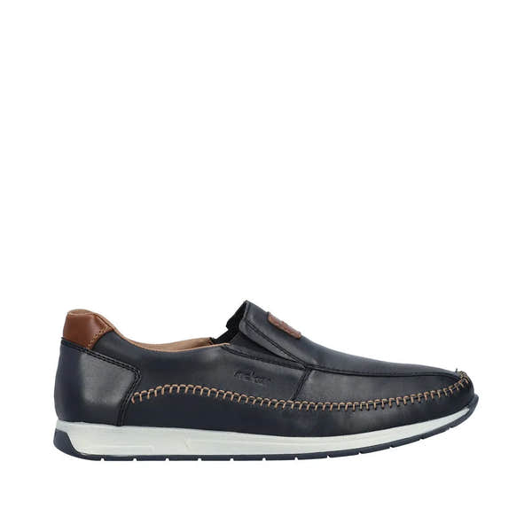 Rieker 11962-14 Titus Mens Navy Blue Leather Slip On Loafers-elevate your sole