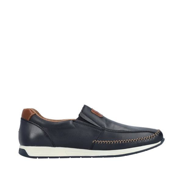 Rieker 11962-14 Titus Mens Navy Blue Leather Slip On Loafers-elevate your sole