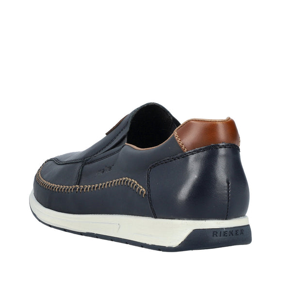 Rieker 11962-14 Titus Mens Navy Blue Leather Slip On Loafers-elevate your sole