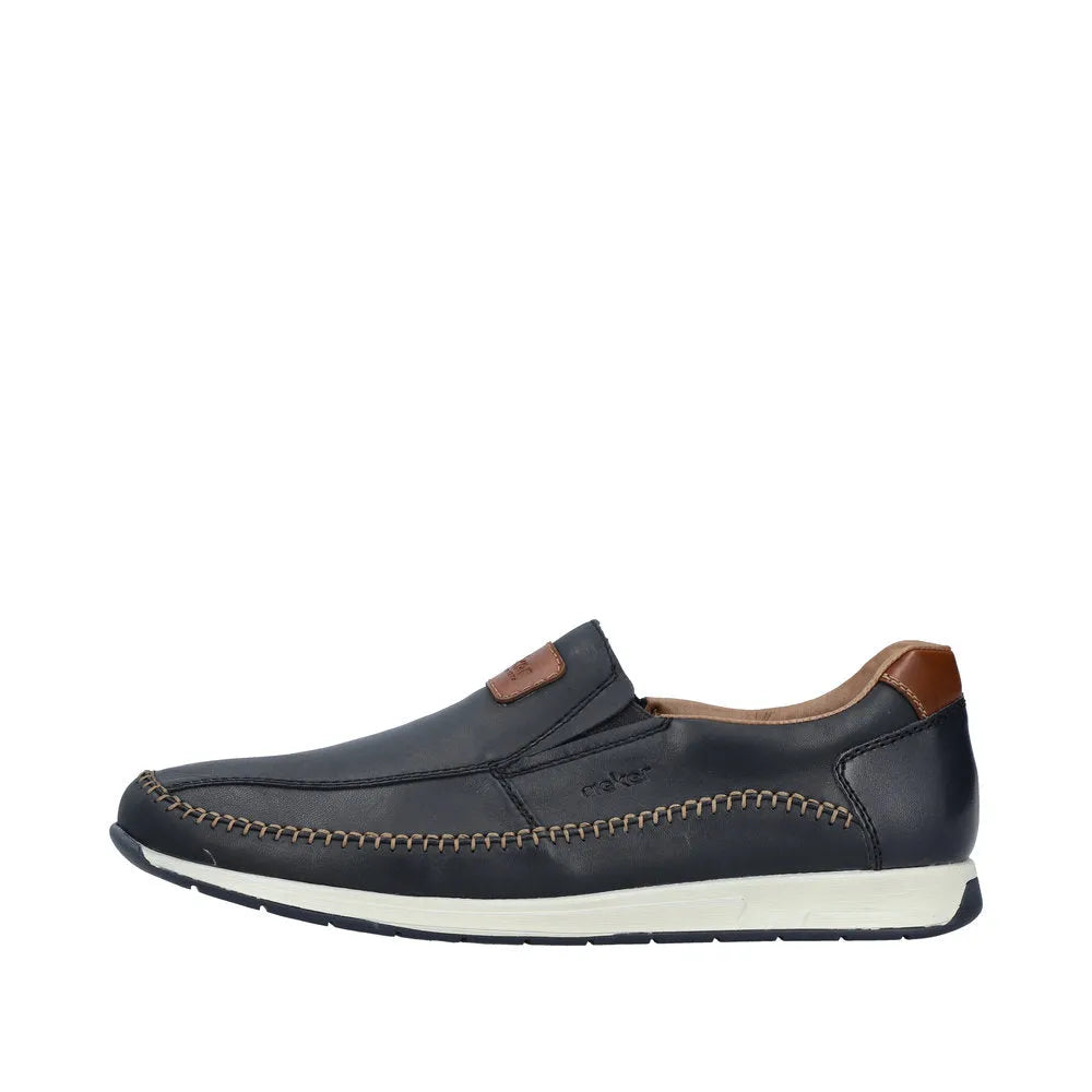 Rieker 11962-14 Titus Mens Navy Blue Leather Slip On Loafers-elevate your sole