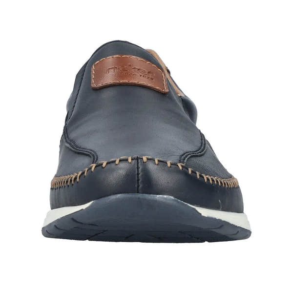 Rieker 11962-14 Titus Mens Navy Blue Leather Slip On Loafers-elevate your sole