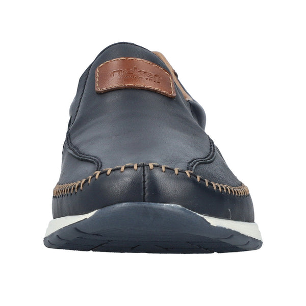 Rieker 11962-14 Titus Mens Navy Blue Leather Slip On Loafers-elevate your sole