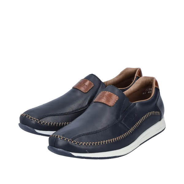 Rieker 11962-14 Titus Mens Navy Blue Leather Slip On Loafers-elevate your sole