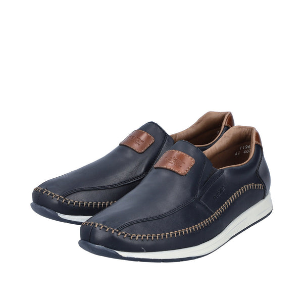Rieker 11962-14 Titus Mens Navy Blue Leather Slip On Loafers-elevate your sole