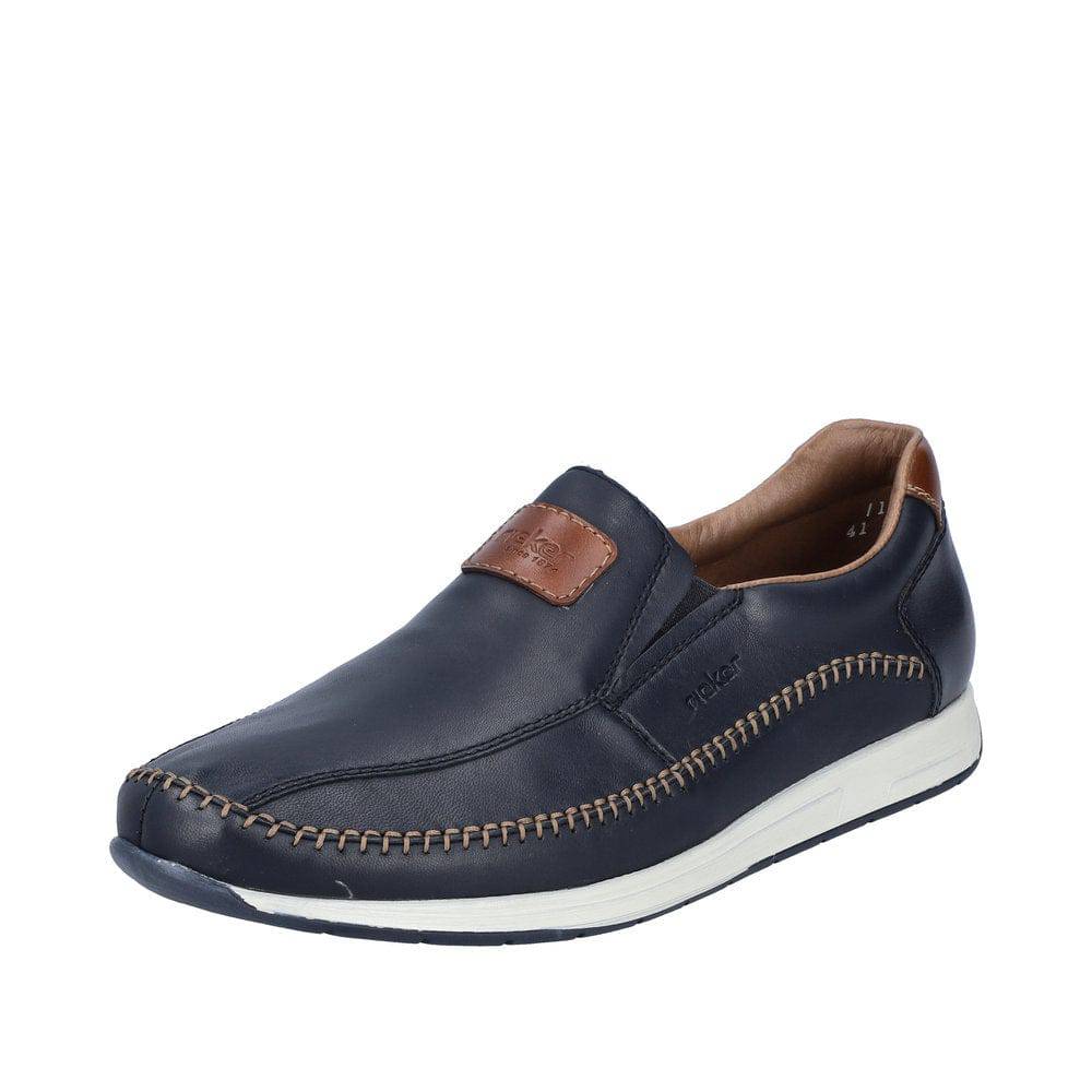 Rieker 11962-14 Titus Mens Navy Blue Leather Slip On Loafers-elevate your sole