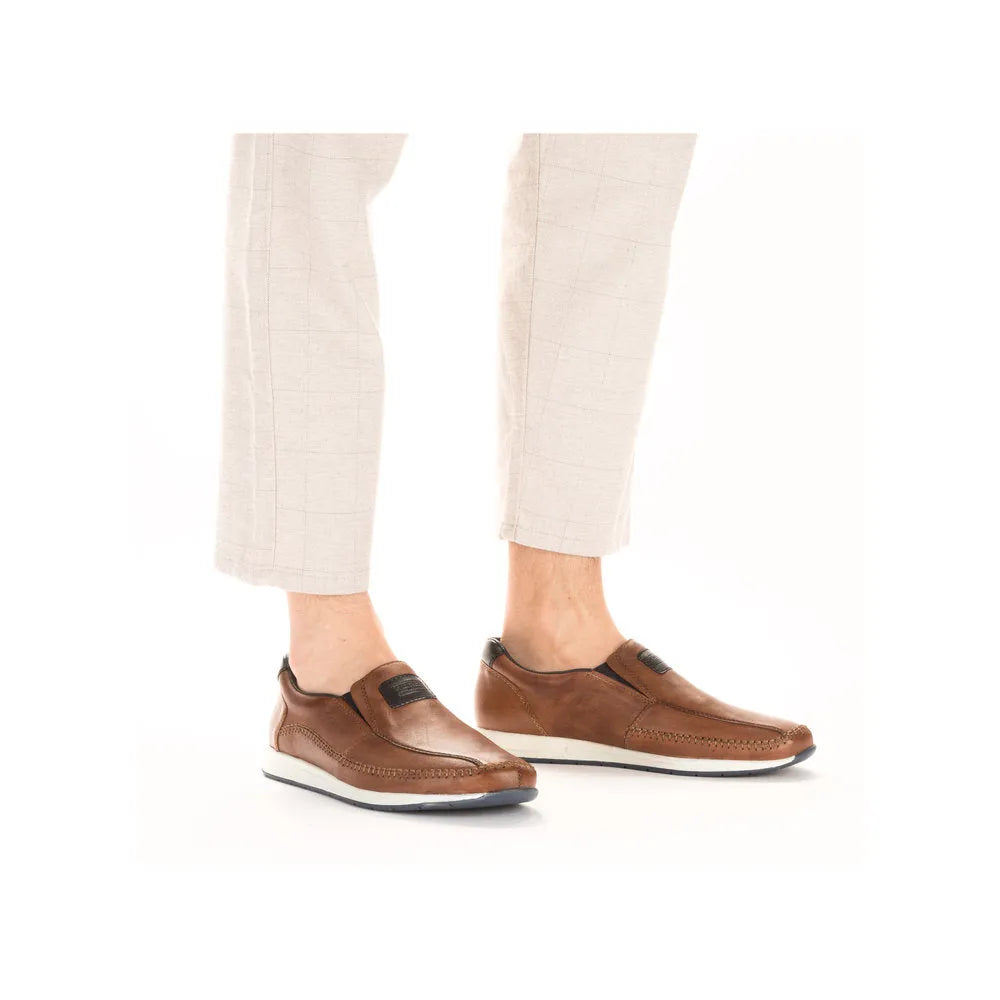 Rieker 11962-25 Titus Mens Brown Leather Slip On Loafers-elevate your sole