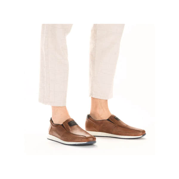 Rieker 11962-25 Titus Mens Brown Leather Slip On Loafers-elevate your sole
