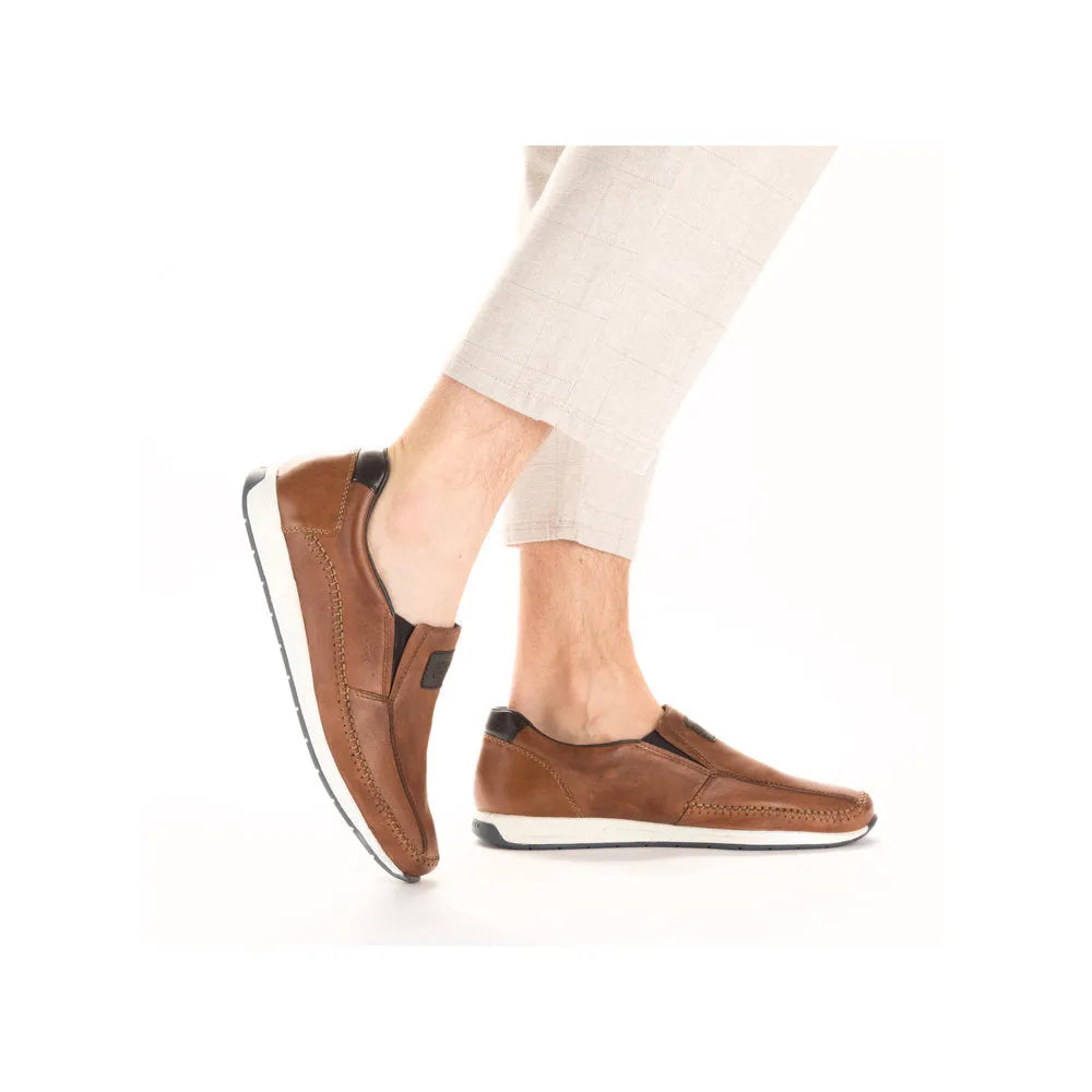 Rieker 11962-25 Titus Mens Brown Leather Slip On Loafers-elevate your sole