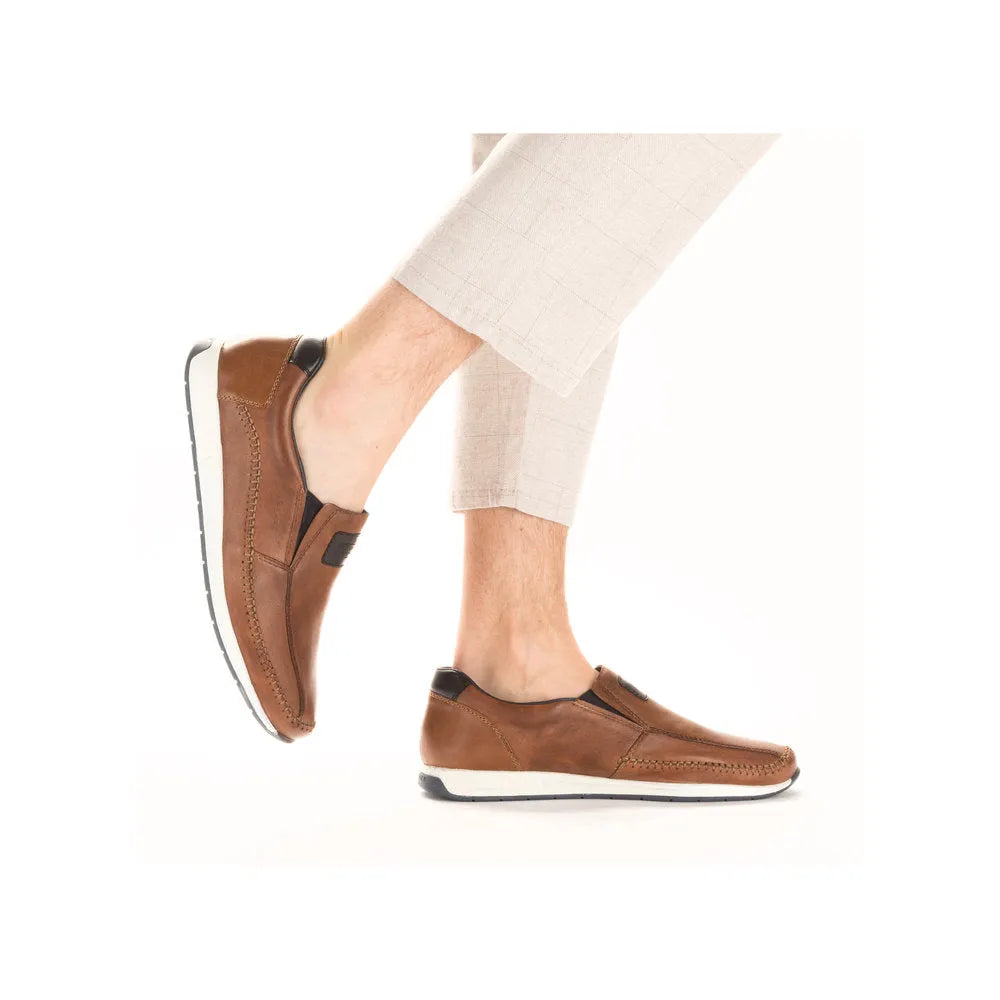 Rieker 11962-25 Titus Mens Brown Leather Slip On Loafers-elevate your sole