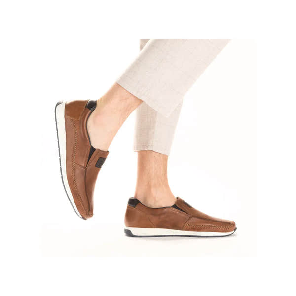 Rieker 11962-25 Titus Mens Brown Leather Slip On Loafers-elevate your sole