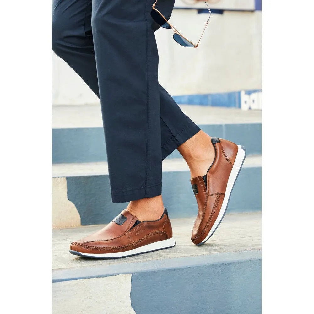 Rieker 11962-25 Titus Mens Brown Leather Slip On Loafers-elevate your sole