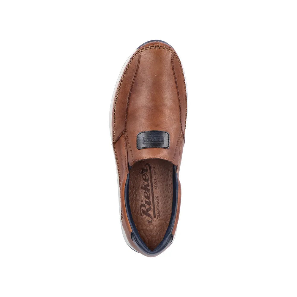 Rieker 11962-25 Titus Mens Brown Leather Slip On Loafers-elevate your sole